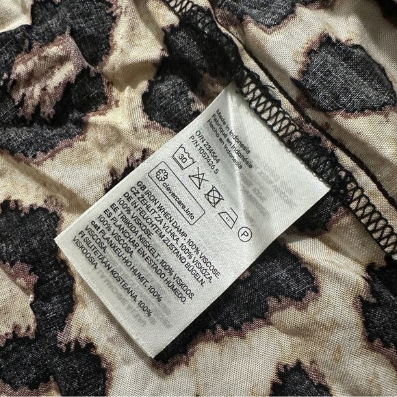 H&M Tan & Black Cheetah Print Short Sleeve Tie Top Cardigan Size‎ M - Picture 4 of 6